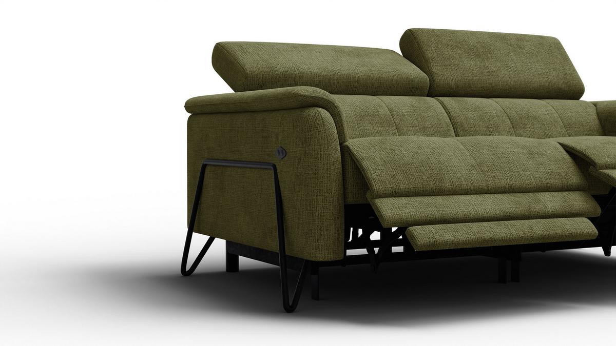 RELAXSOFA RODEN 3-Sitzer, olive - Olivgrün, Holz/Textil (194/82/103cm) - Wozimo