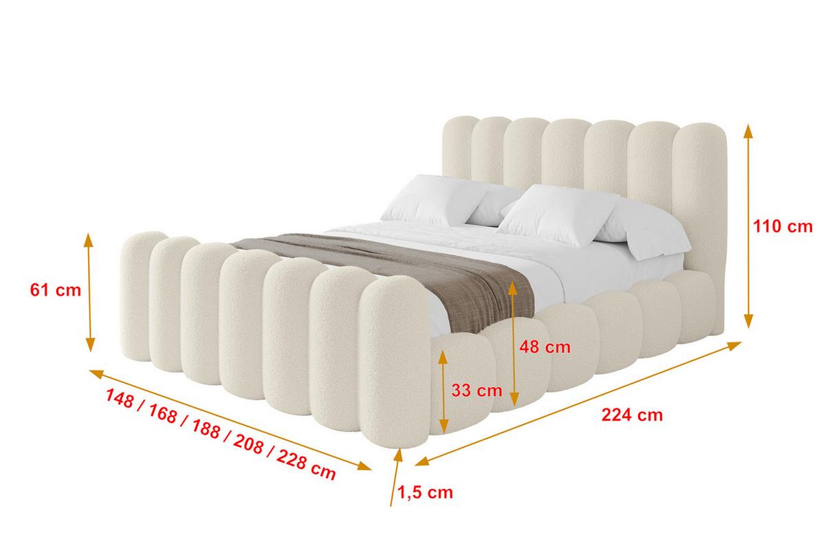 POLSTERBETT mit Bettkasten, Fußteil und Lattenrost, Boxbett ohne Matratze - SENA-Z 140x200 Beige - Taupe, Holzwerkstoff/Textil (140/200cm) - ALTDECOR