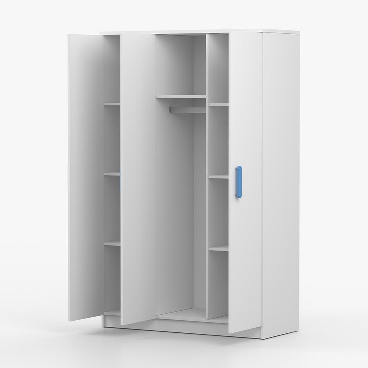 KLEIDERSCHRANK Jonas I 2D 19, 120/192/50, 3-türig, weiß - Weiß, Holzwerkstoff (120/194/50cm) - imoebel24