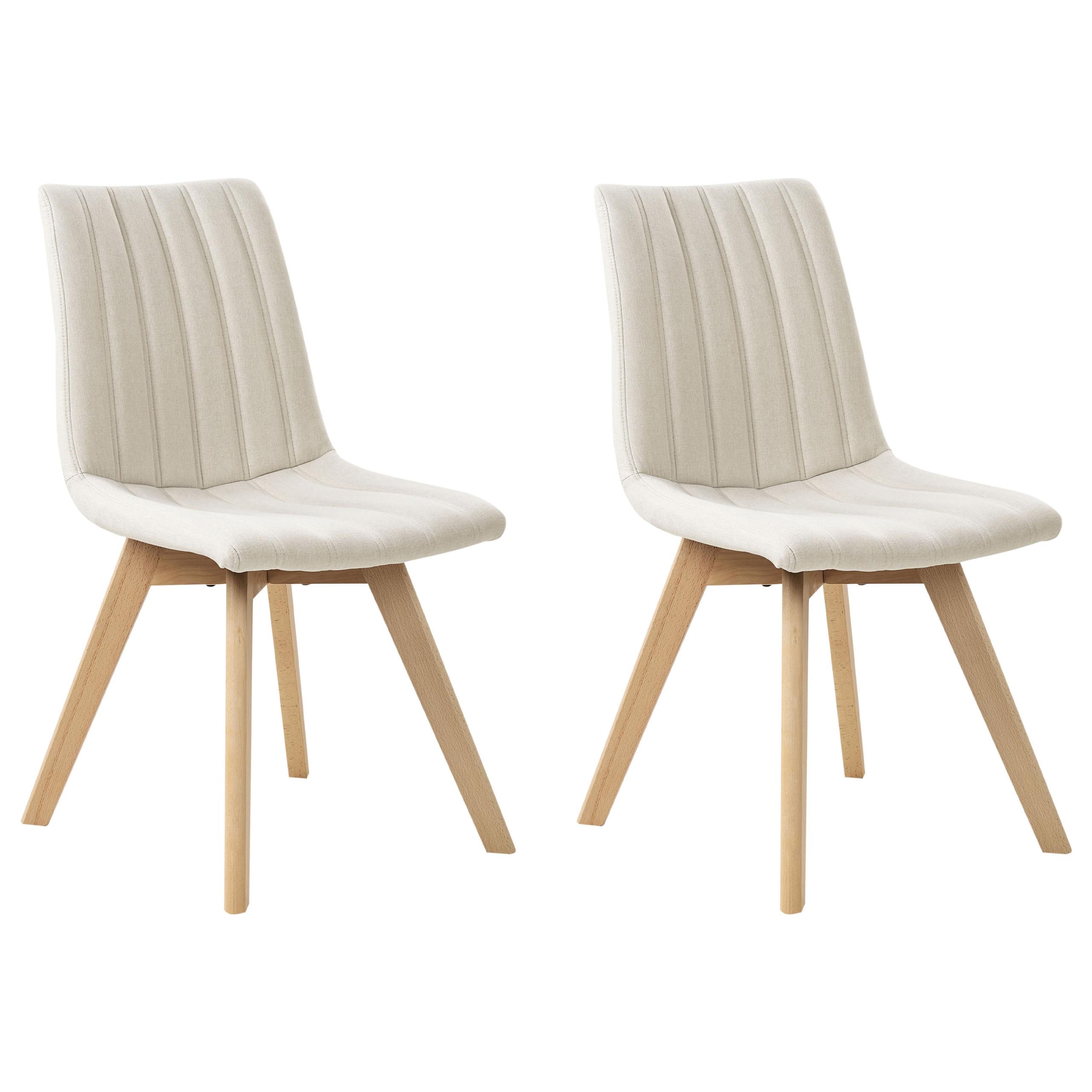 ESSZIMMERSTUHL 2er-Set Stoff Cremeweiß Calgary - Weiß, Textil (48/86/56cm) - Beliani