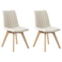 ESSZIMMERSTUHL 2er-Set Stoff Cremeweiß Calgary - Weiß, Textil (48/86/56cm) - Beliani