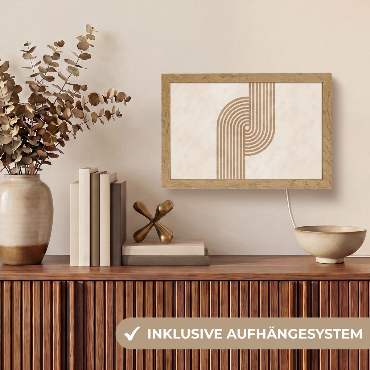 TISCHLEUCHTE Symmetrische Biegung - kupferfarbig 30x20 cm - Cappuccino, Holzwerkstoff (8/30/20cm) - OnlyWow