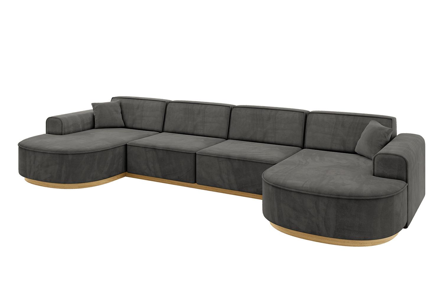 WOHNLANDSCHAFT MARI-U2-v2 - 388x171x83 cm Dunkelgrau Velours - Dunkelgrau, Holzwerkstoff/Textil (388/83/171cm) - ALTDECOR