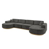 WOHNLANDSCHAFT MARI-U2-v2 - 388x171x83 cm Dunkelgrau Velours - Dunkelgrau, Holzwerkstoff/Textil (388/83/171cm) - ALTDECOR