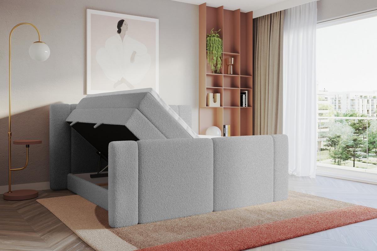 BOXSPRINGBETT mit Matratze H3/H4 - EVON KING Zanozek - 180x200 cm Hellgrau - Hellgrau, Holzwerkstoff (180/200cm) - ALTDECOR