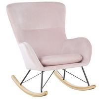 SCHAUKELSESSEL Samtstoff Rosa Ellan - Hellbraun/Pink, Textil (71/97/90cm) - Beliani