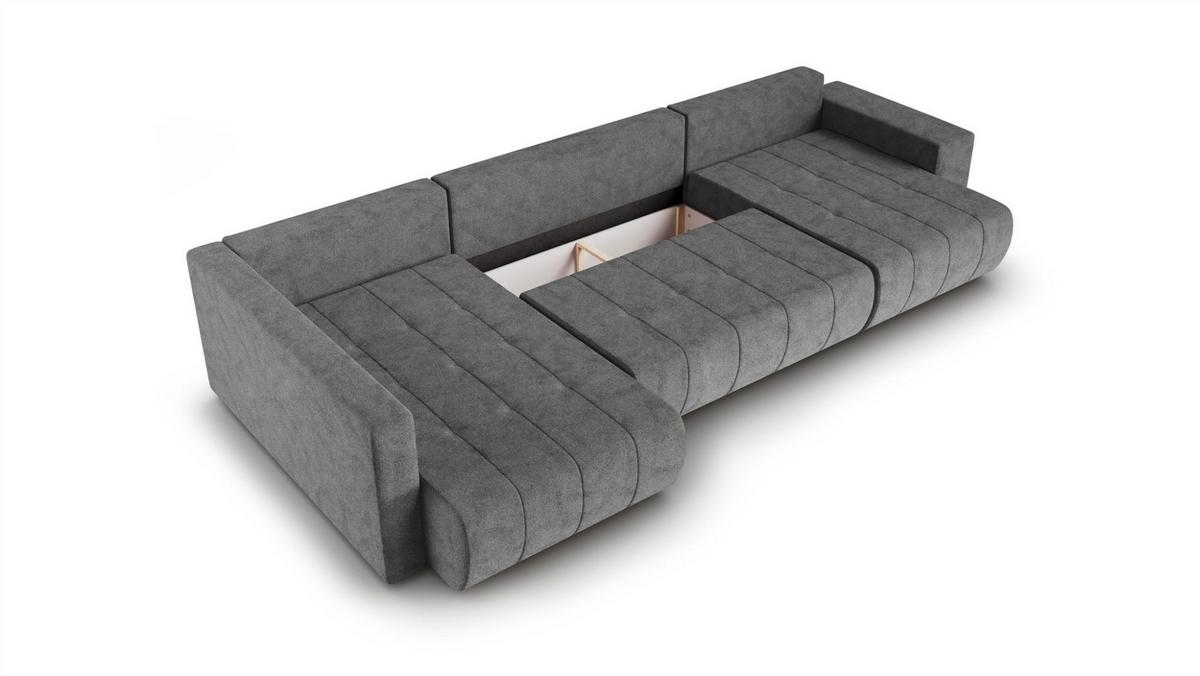 WOHNLANDSCHAFT Armanda - Dunkelgrau, Holzwerkstoff/Textil (392/83/185cm) - Fun Möbel