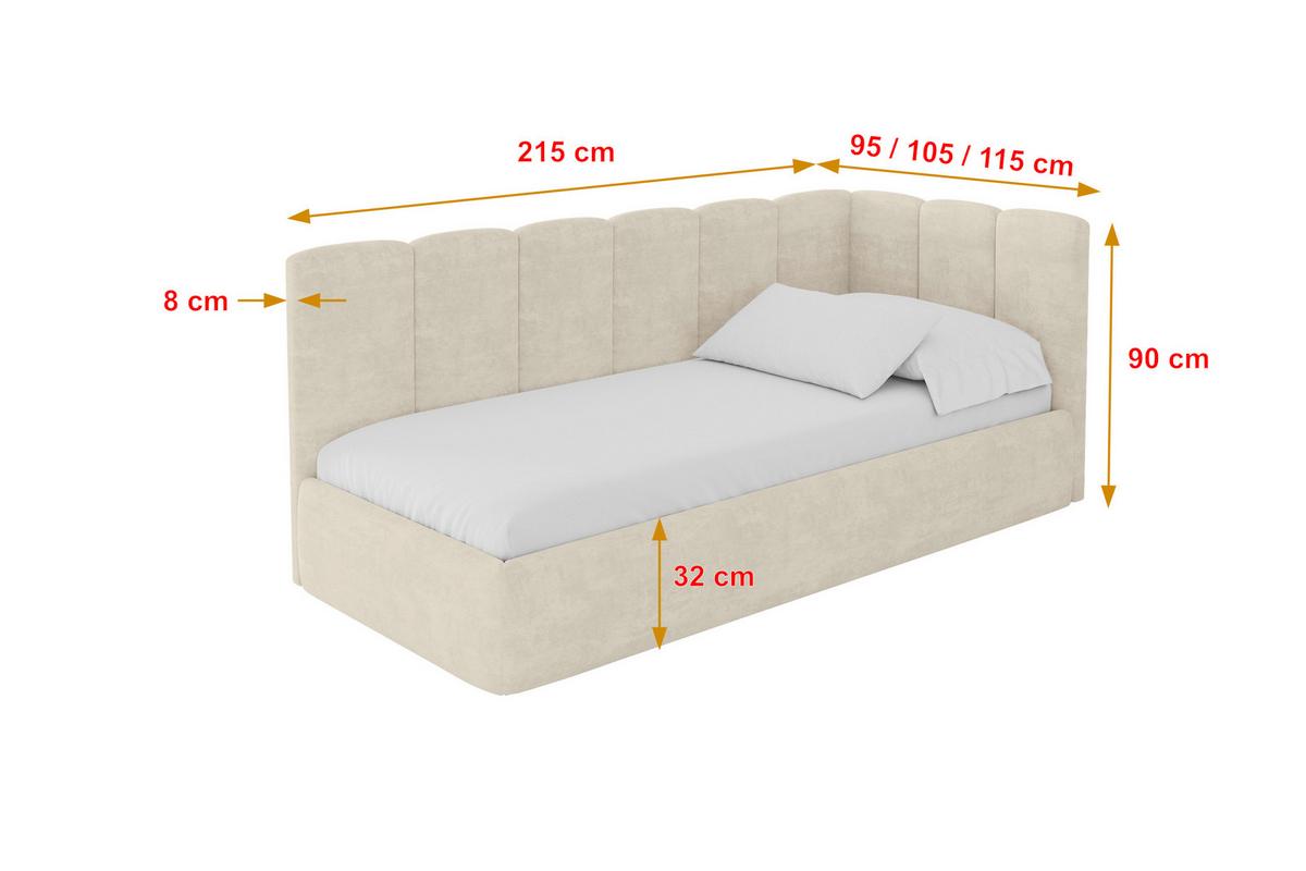 EINZELLBETT Jugendbett mit Bettkasten und Matratze H3/H4, Links - DEXY 80x200 Beige - Beige, Holzwerkstoff/Textil (80/200cm) - ALTDECOR