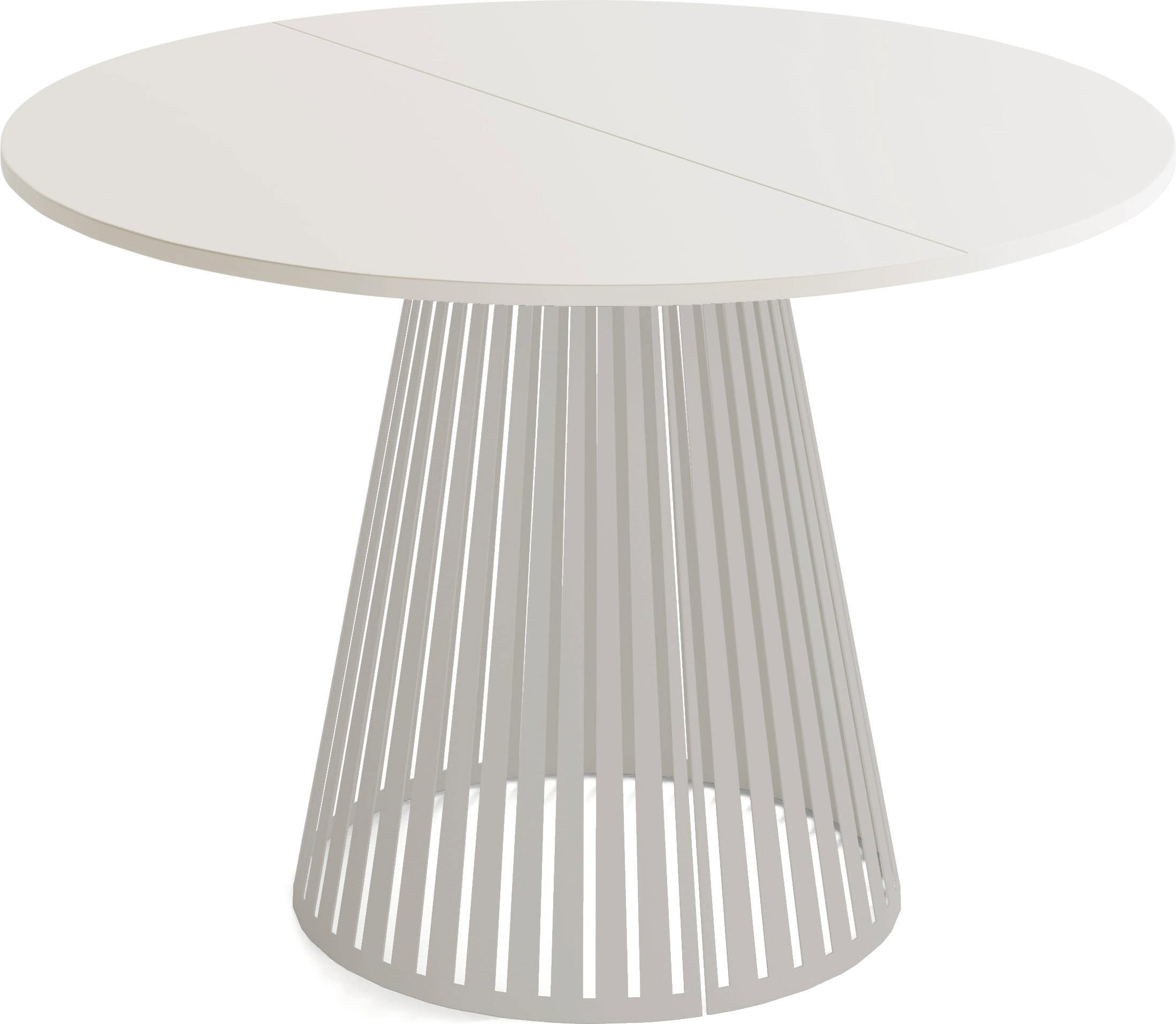 ESSTISCH Naro rund ausziehbar mit Lamellen-Metallgestell in Grau-Beige, Grau-Beige 100-180/100/76 cm - Kaschmir/Beige, Holzwerkstoff/Metall (100/176/76cm) - WFL GROUP