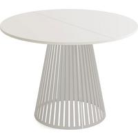 ESSTISCH Naro rund ausziehbar mit Lamellen-Metallgestell in Grau-Beige, Grau-Beige 100-180/100/76 cm - Kaschmir/Beige, Holzwerkstoff/Metall (100/176/76cm) - WFL GROUP