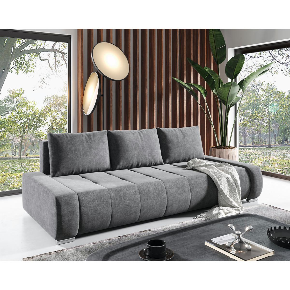 SCHLAFSOFA Jonas 3 Sitzplätze Grau - Grau, Holzwerkstoff (240/85/110cm) - Petits-meubles
