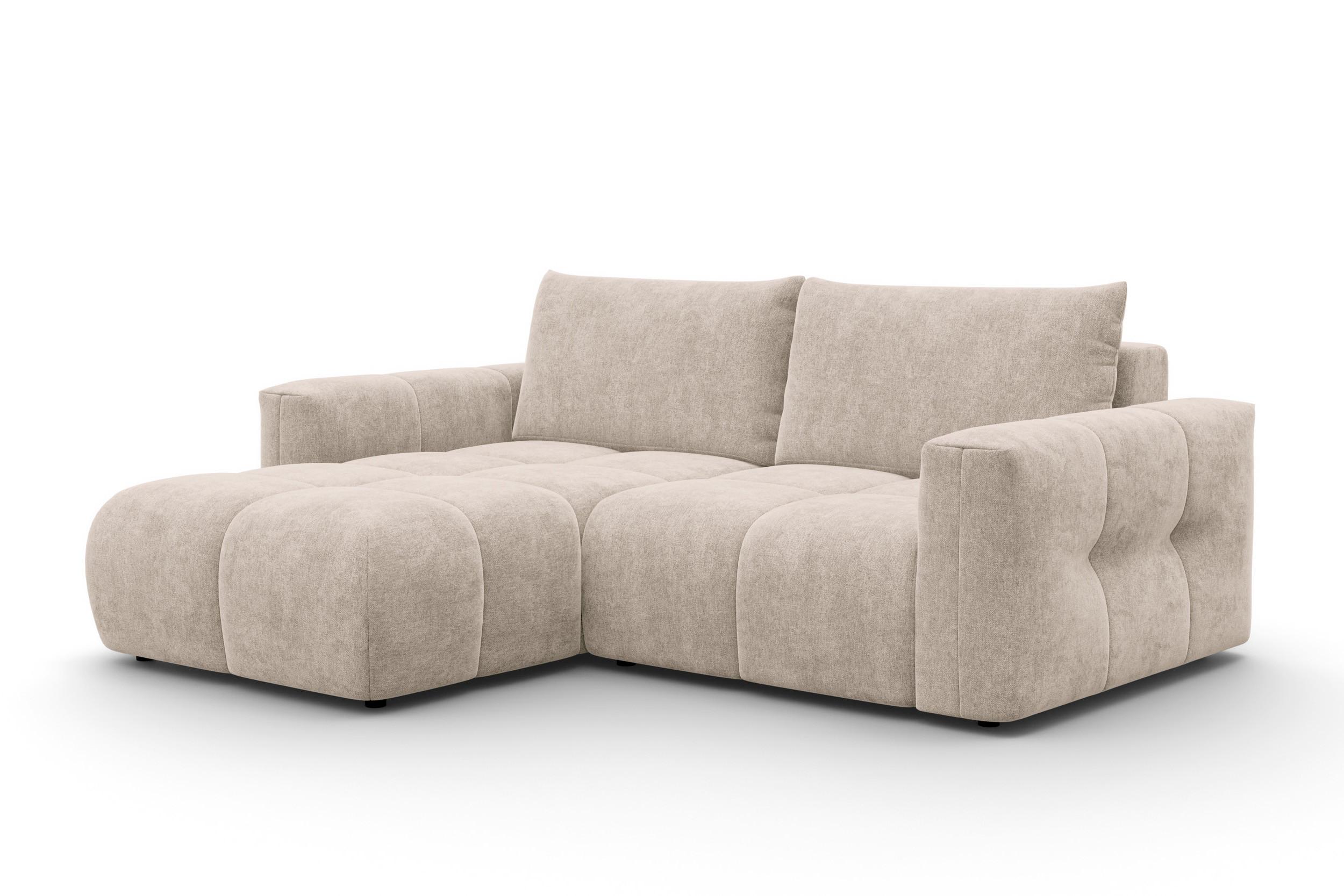 ECKSOFA VERONA 3-Sitzer links, Beige - Beige/Schwarz, Holz/Textil (224/173cm) - Courtois Laville