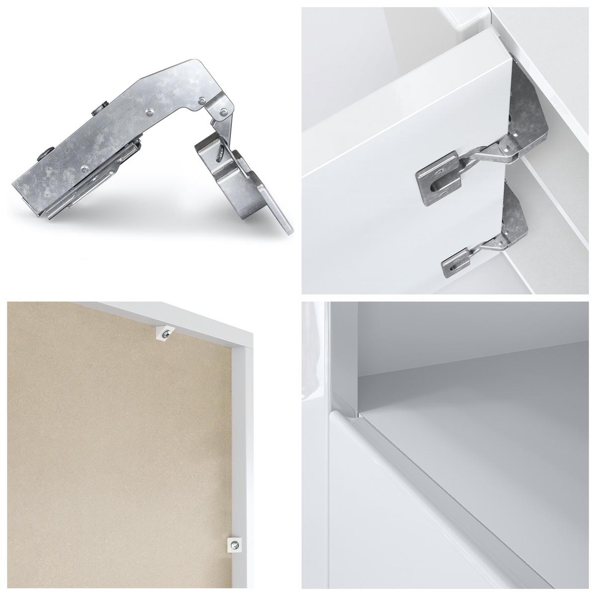 KOMMODE Valencia Creme Hochglanz / Creme Hochglanz - Creme, Holzwerkstoff (108/92/40cm) - Vladon