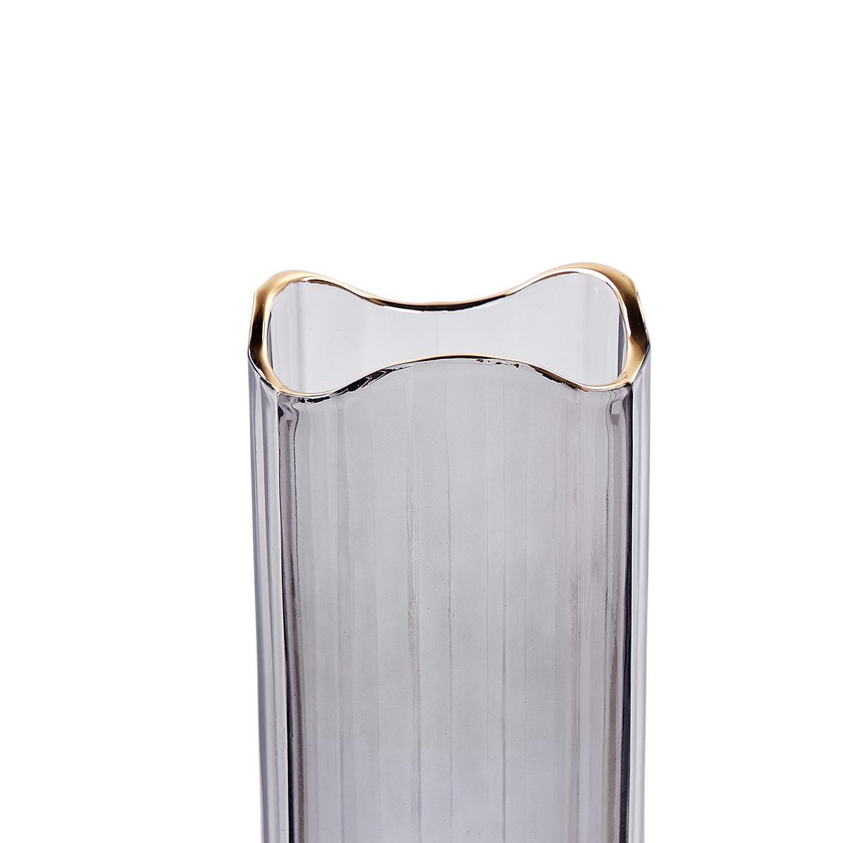 BLUMENVASE Glas grau Perdiki - Grau, Glas (30cm) - Beliani