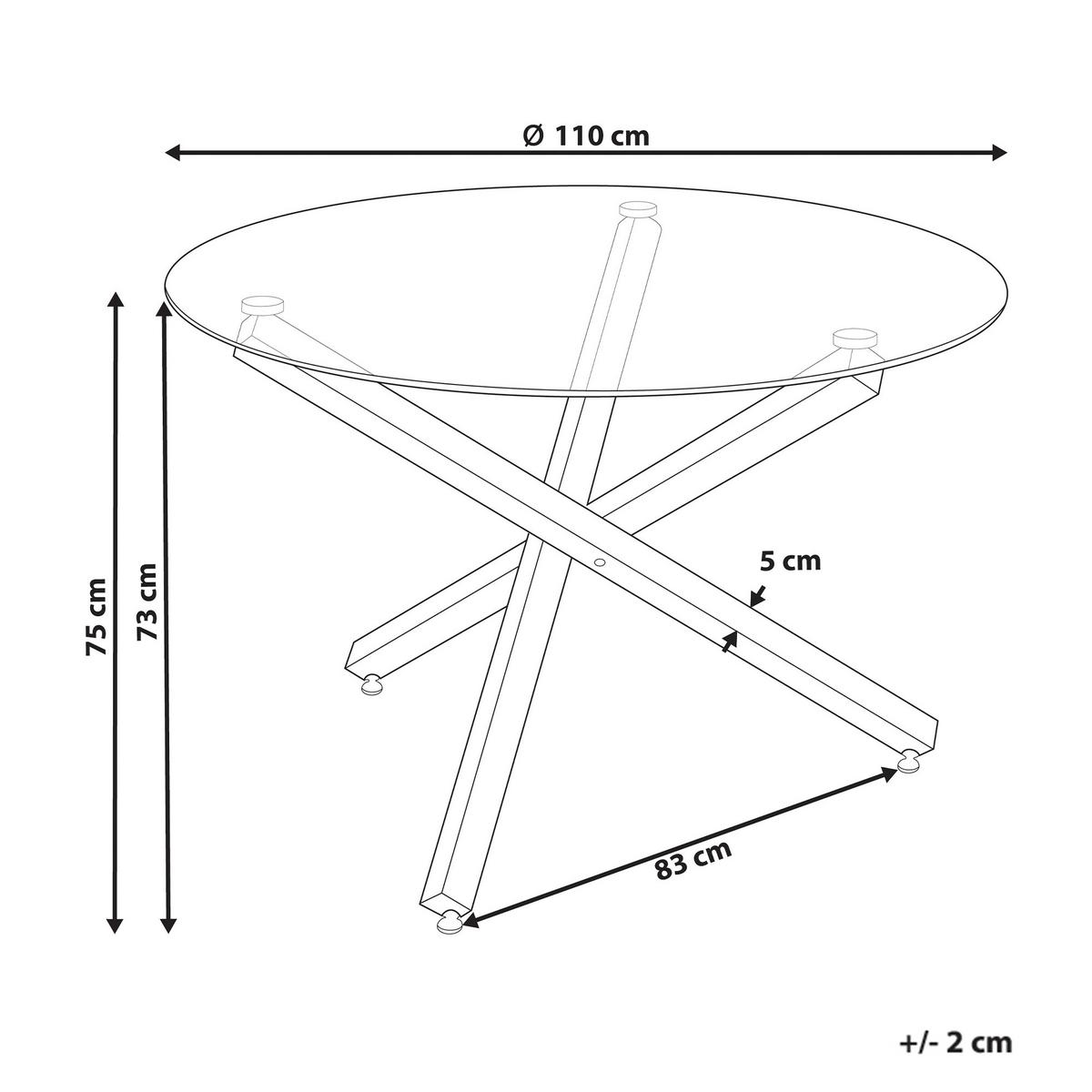 ESSTISCH Gold 110 cm 110 cm Sicherheitsglas Butler - Transparent/Goldfarben, Glas (110/110/75cm) - Beliani