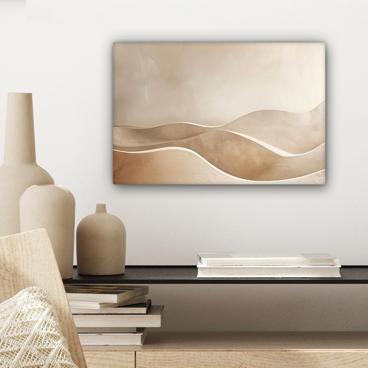 LEINWANDBILD Beige - Natur - Abstrakt - Modern Deko Schlafzimmer 30x20 cm - Beige, Textil (30/20cm) - MuchoWow