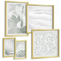 BILDER SET 5er Set - 50x50 cm & 20x30 cm & 40x60 cm Goldrahmen - Meeresarchitektur Griechenlands - Goldfarben, Kunststoff (40/60cm) - TULUP
