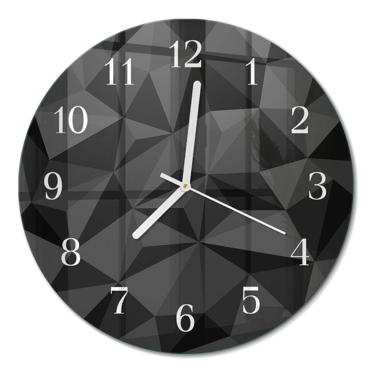 WANDUHR aus Glas Ø30 cm - 3D-Muster - Schwarz, Glas (30/30/0.4cm) - TULUP