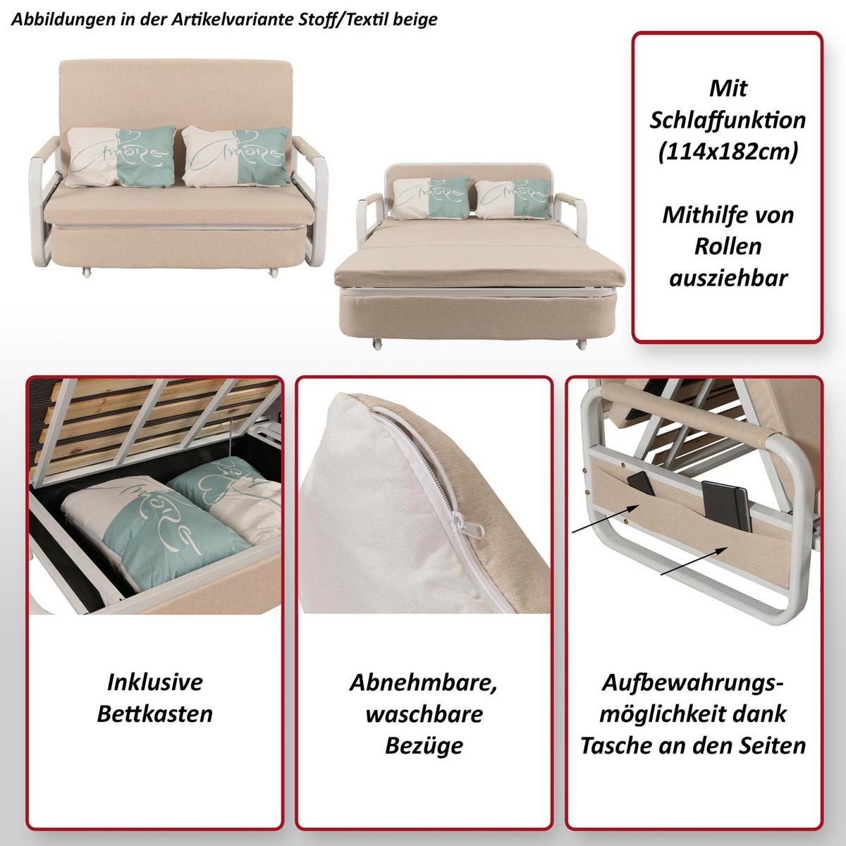 SCHLAFSOFA Grau - Hellgrau/Grau, Textil (130/71/185cm) - MCW