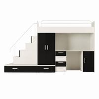 KINDERZIMMER Set RAJ 5, Hochglanz mit Hochbett, Schrank und Schreibtisch - Kaschmir/Schwarz Hochglanz, Holzwerkstoff (320/180/86cm) - Lookway