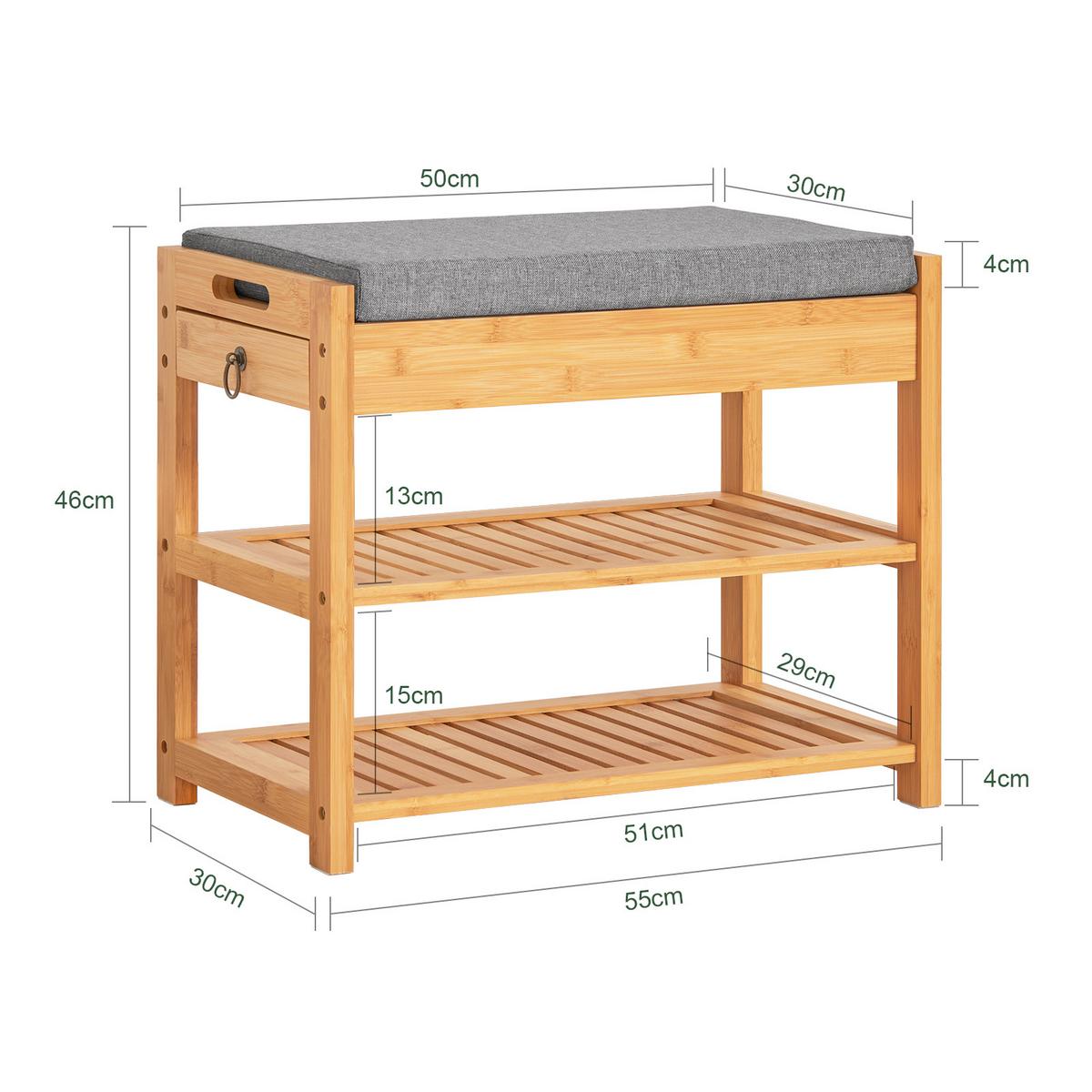 SCHUHBANK Natur - Naturfarben, Holz (55/46/30cm) - SoBuy