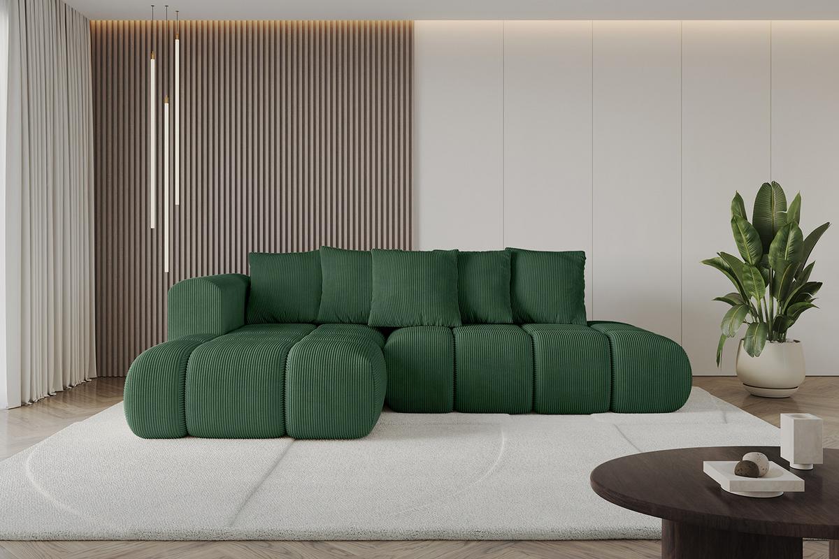 ECKSOFA Ottomane Links CLOUD-L-v1 280x185x90 Grün Cord - Grün, Holzwerkstoff/Kunststoff (180/289cm) - ALTDECOR