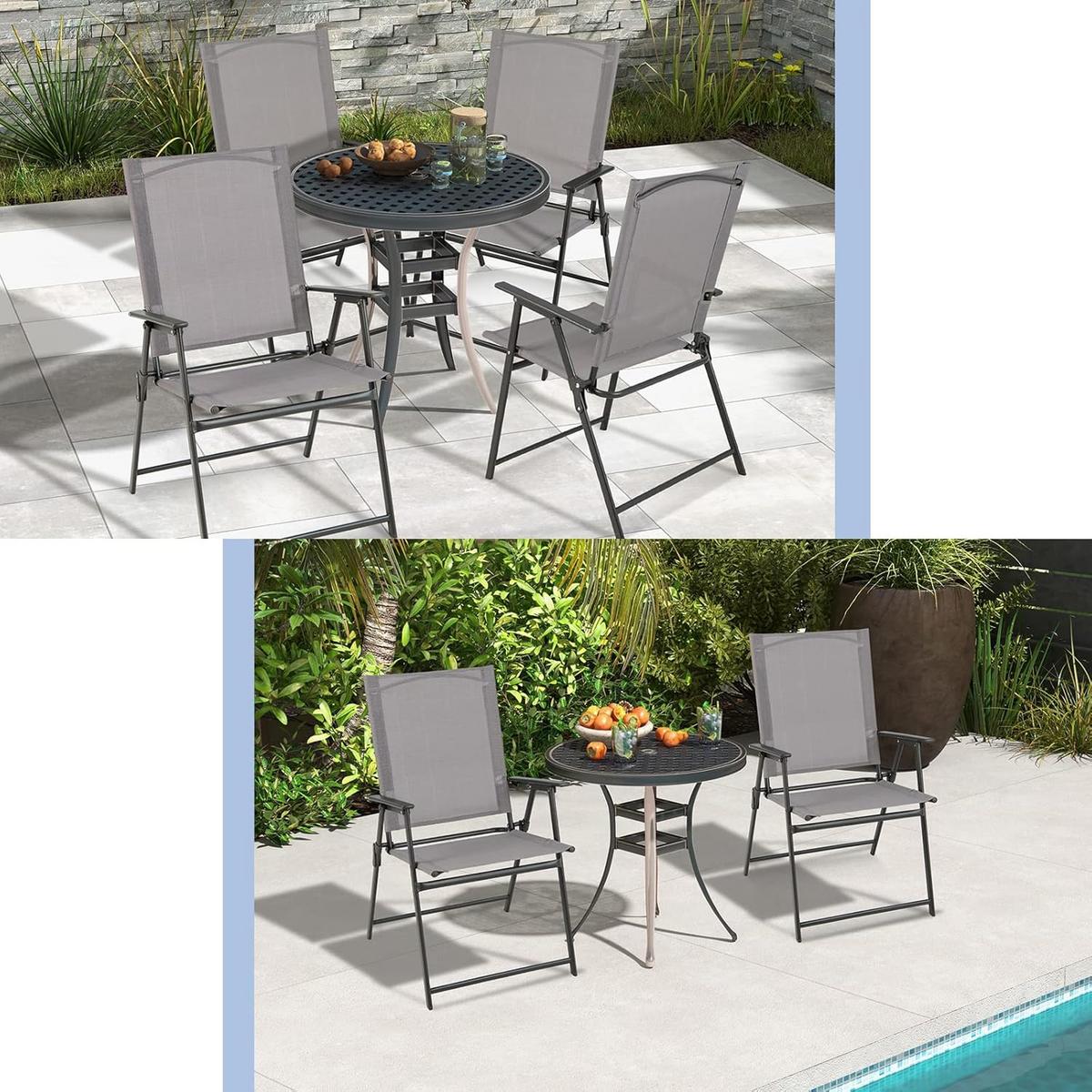 KLAPPSTÜHLE Grau(4-teilig) - Grau, Metall (58/96/58cm) - COSTWAY