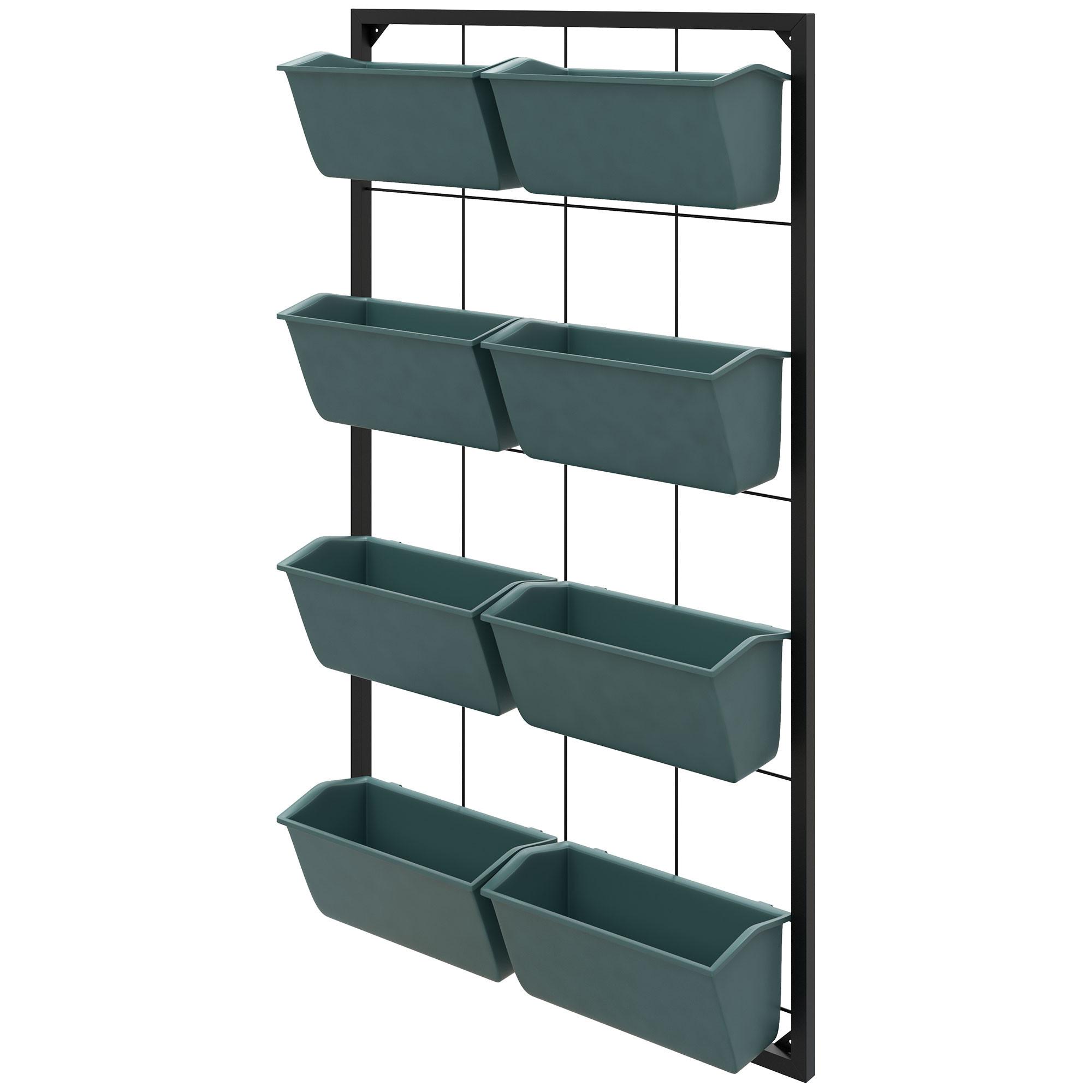 PFLANZENTREPPE, Blumenregal für Garten, Dunkelgrün, 52,5 x 14 x 90 cm - Schwarz, Metall (14/90/52.5cm) - Outsunny