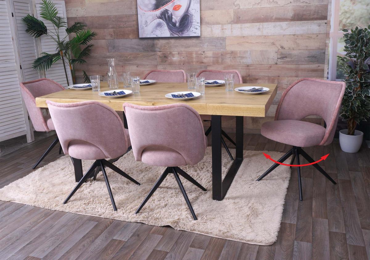 ESSZIMMERSTUHL Altrosa 6er-Set - Altrosa/Rosa, Textil (54/84/60cm) - MCW