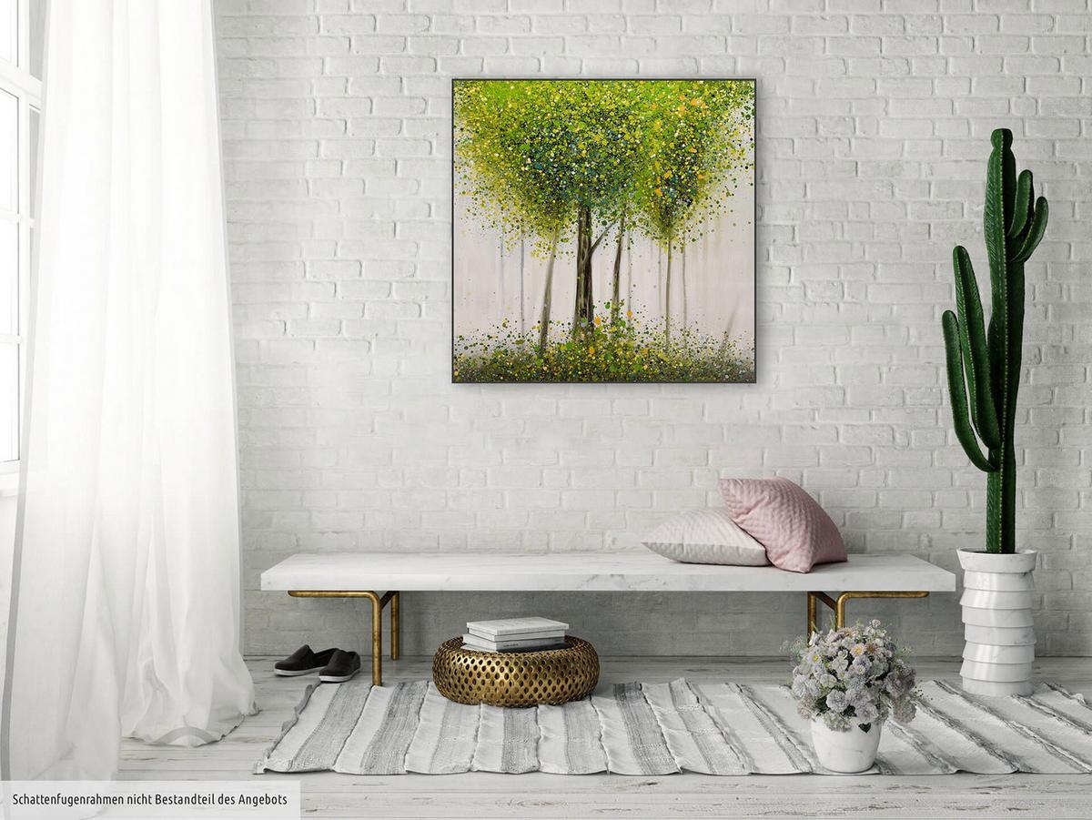 ÖLGEMÄLDE 80/80 cm - Weiß/Grün, Holz/Textil (80/80cm) - KUNSTLOFT
