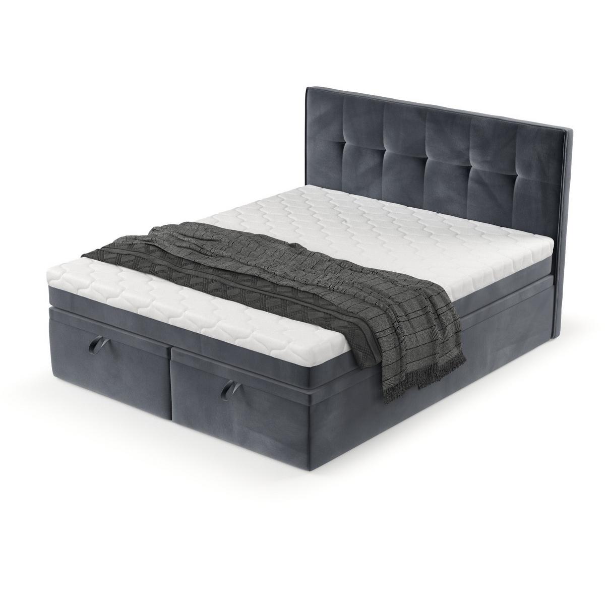 BOXBETT Arivo 180/200 cm Dunkelgrau im Kronos Stoff - Dunkelgrau/Schwarz, Holz/Holzwerkstoff (180/200cm) - AltaBeds