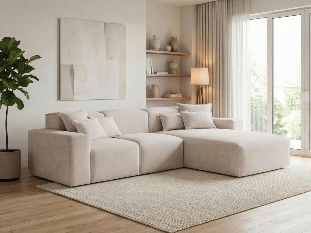 ECKSOFA Leni Beige Rechts - Beige, Holz/Textil (180/265cm) - Graingold