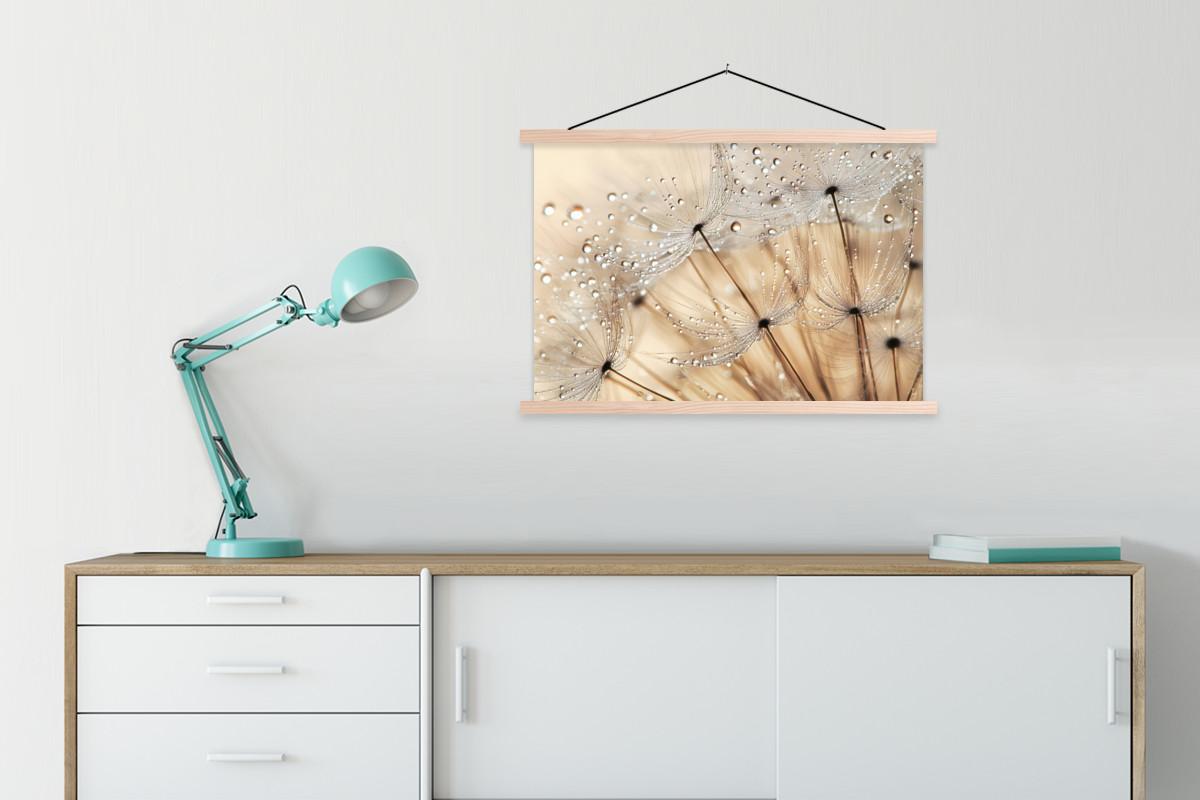 POSTER MIT MAGNETLEISTEN Löwenzahn - Abstrakt - Natur - Beige Wanddeko 90x60 cm - Braun, Textil (90/60/0.15cm) - MuchoWow