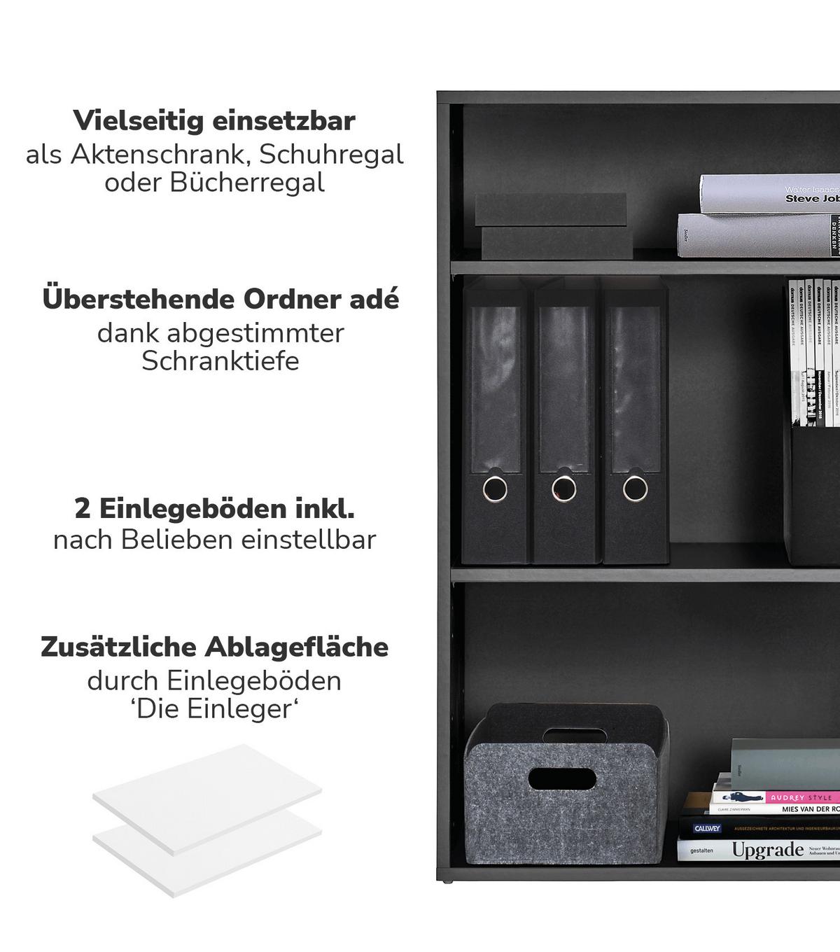 BÜCHERREGAL Der Bücherwurm - Anthrazit, Holzwerkstoff (60/91/34.5cm) - Mokebo