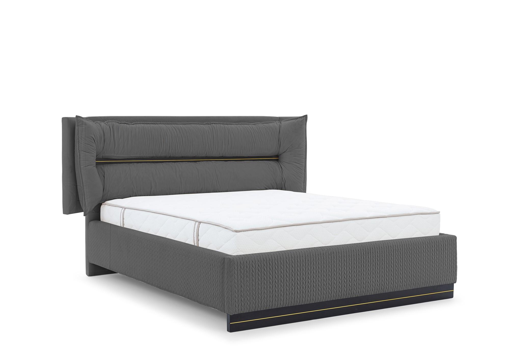 POLSTERBETT Hamilton Magic Velvet Set.1 - Schieferfarben, Holzwerkstoff/Textil (120/200cm) - Fun Möbel