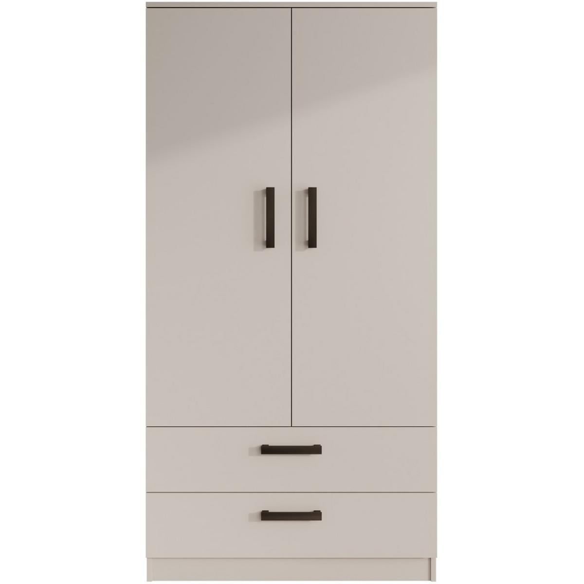 DREHTÜRENSCHRANK Trend, mit Schubladen, Kaschmir - Kaschmir/Schwarz, Holzwerkstoff (90/180/50cm) - Beautysofa