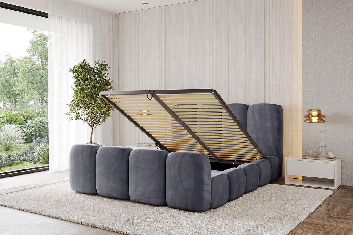 POLSTERBETT mit Bettkasten, Fußteil und Lattenrost, Boxbett ohne Matratze - KALA-Z 140x200 Dunkelgrau - Dunkelgrau, Holzwerkstoff/Textil (140/200cm) - ALTDECOR