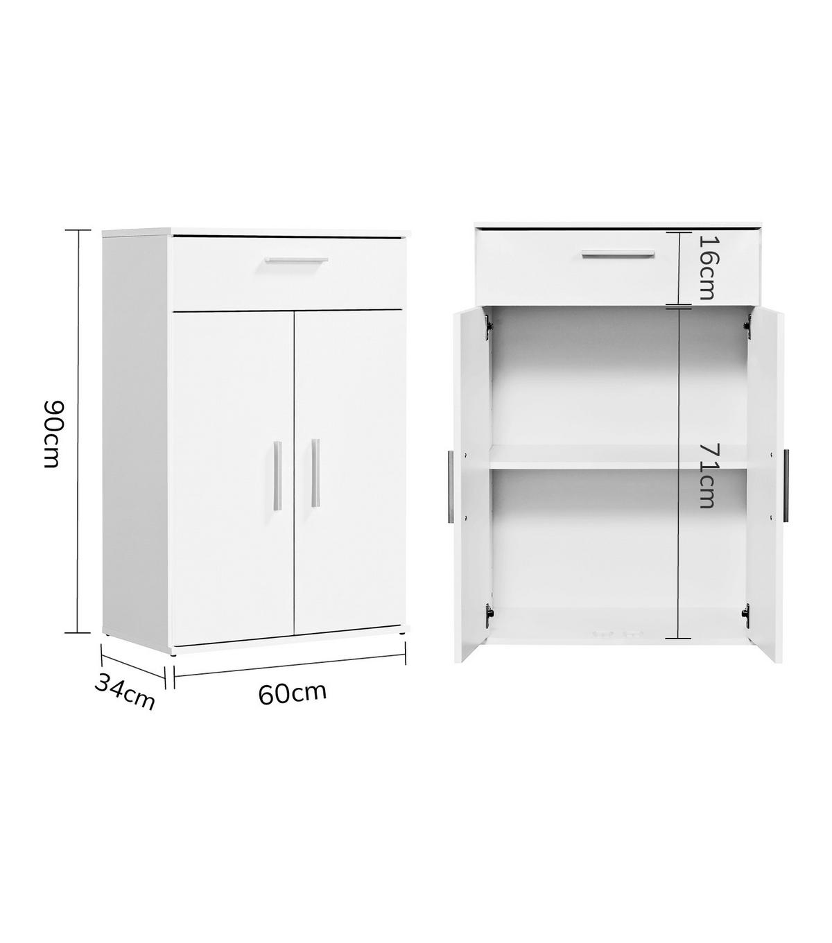 MEHRZWECKSCHRANK Der Praktische - Weiß, Holzwerkstoff (60/91/34cm) - Mokebo