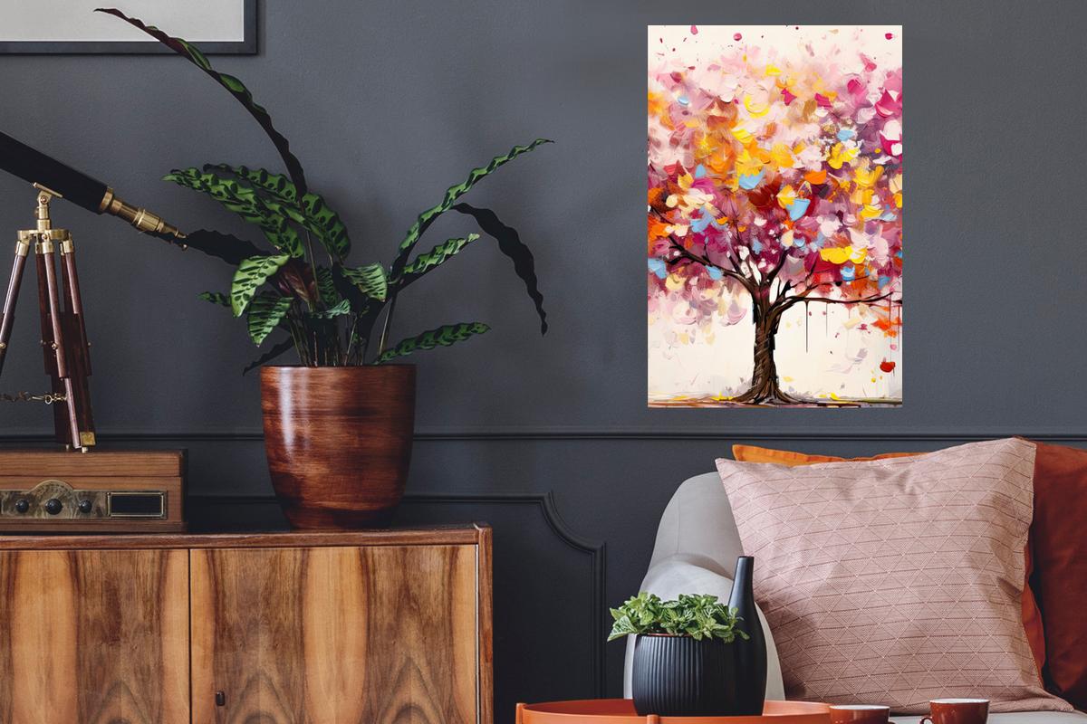 WANDTATTOO Aquarell - Baum - Kunst - Abstrakt Wandbild 40x60 cm - Multicolor, Kunststoff (40/60/0.1cm) - MuchoWow