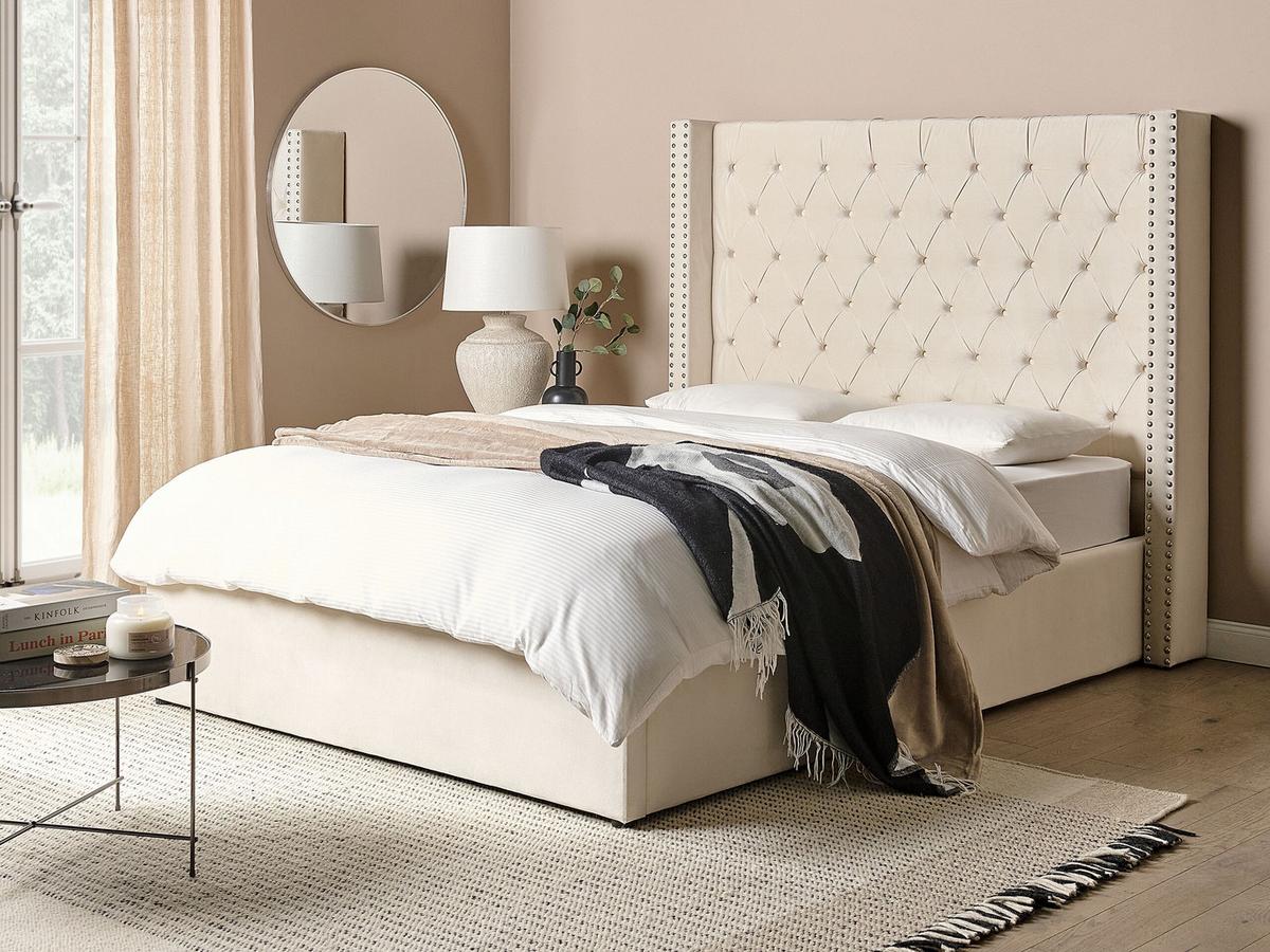 POLSTERBETT 140/200cm Cremeweiß Lubbon - Creme, Textil (140/200cm) - Beliani