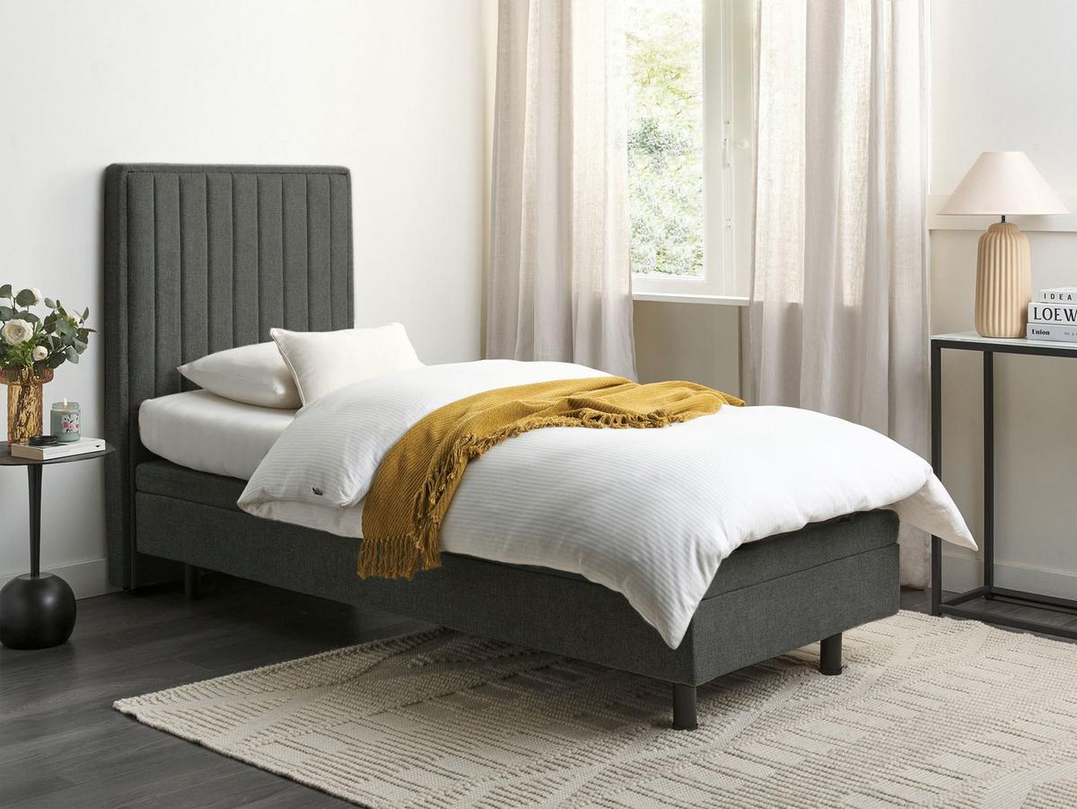 BETT verstellbar 90/200 cm Stoff Dunkelgrau Castellan - Dunkelgrau, Textil (90/200cm) - Beliani