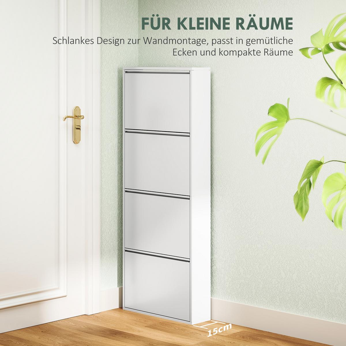 SCHUHSCHRANK Metall Weiß - Weiß, Metall (15/139/55cm) - HOMCOM