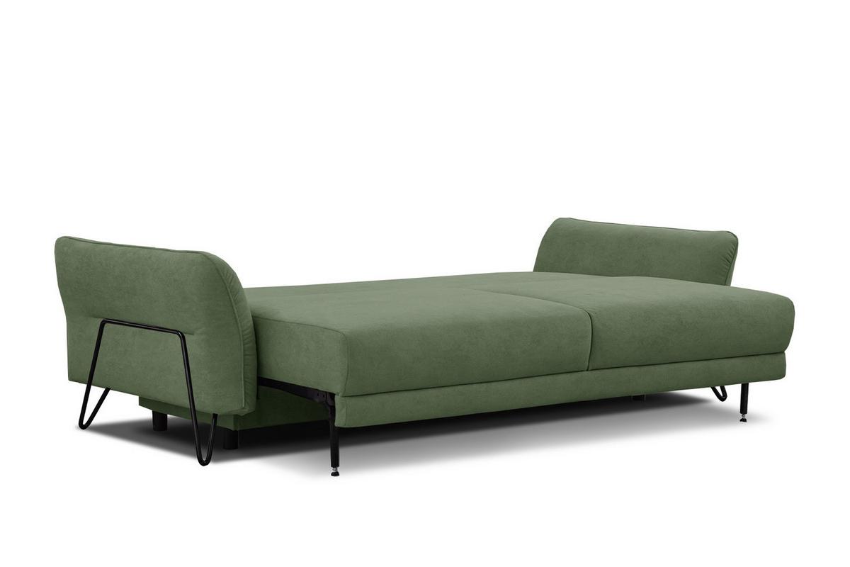 SOFA LOREM 3-Sitzer mit Schlaffunktion, grün - Schwarz/Grün, Holz/Textil (232/90/107cm) - Wozimo