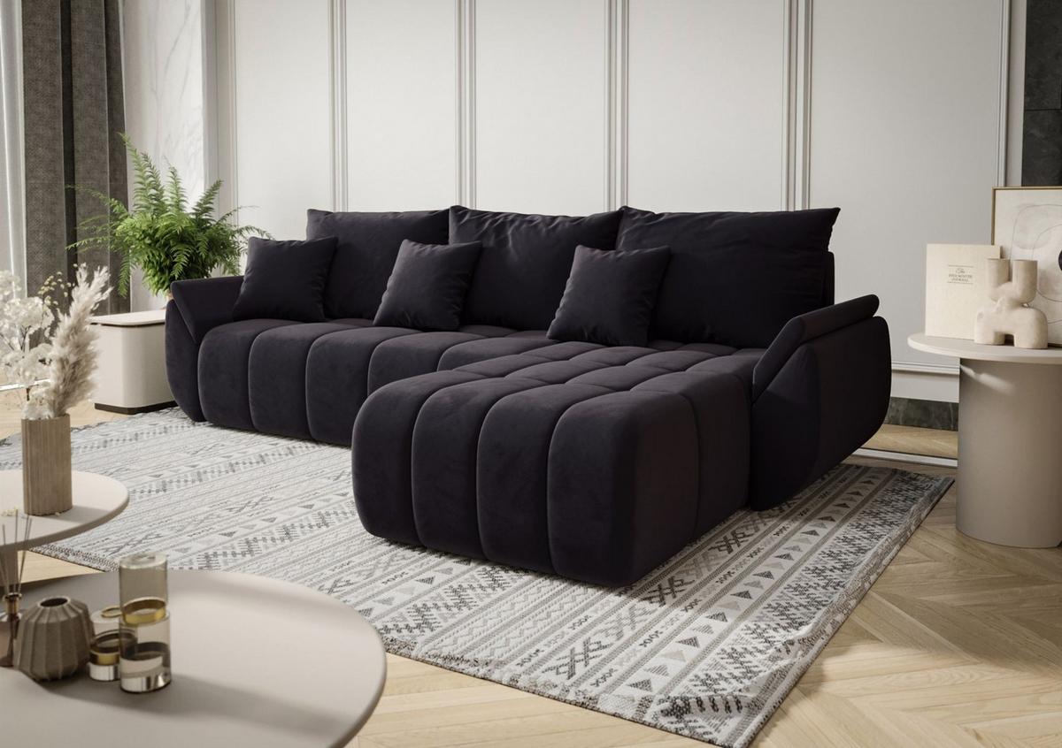 ECKSOFA Louise - Anthrazit, Holzwerkstoff/Textil (280/185cm) - Fun Möbel