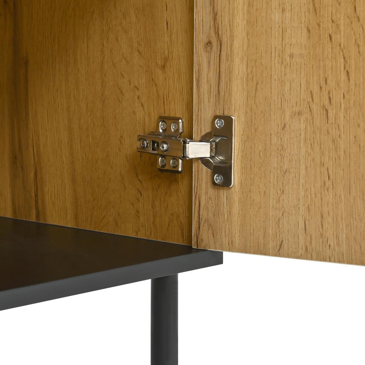 SIDEBOARD holzoptik & mosaik-design mit 2 türen & schwarzen metallfüßen - Naturfarben, Holzwerkstoff (160/80.5/35cm) - Urban Meuble