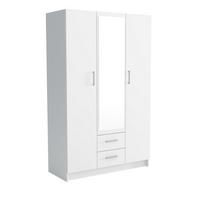 DREHTÜRENSCHRANK PINELLO 120/195/55cm 2-türig mit Spiegel Weiß - Weiß, Holzwerkstoff (120/195/55cm) - MASSENO