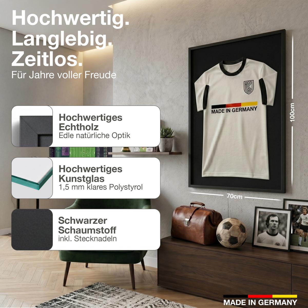 TRIKOTRAHMEN 70/100 mit schwarzem Hintergrund - Schwarz, Holz (70/100cm) - K-Möbel