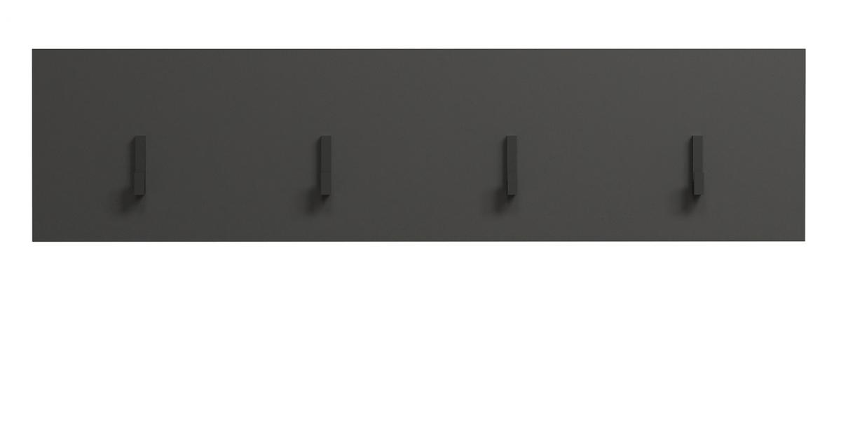 GARDEROBENLEISTE grau 80 x 20 cm, Wandgarderobe mit 4 Haken - Anthrazit/Grau, Holzwerkstoff (6/20/80cm) - Top.Furn