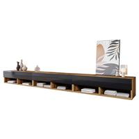 TV-LOWBOARD A300 - Schwarz Hochglanz/Eiche Wotan, Holzwerkstoff (300/32/33cm) - MIRJAN24