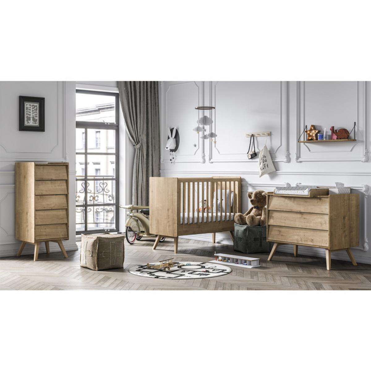 BABYZIMMER 3-teilig Eiche - Braun, Holzwerkstoff (125/103/65cm) - Petits-meubles